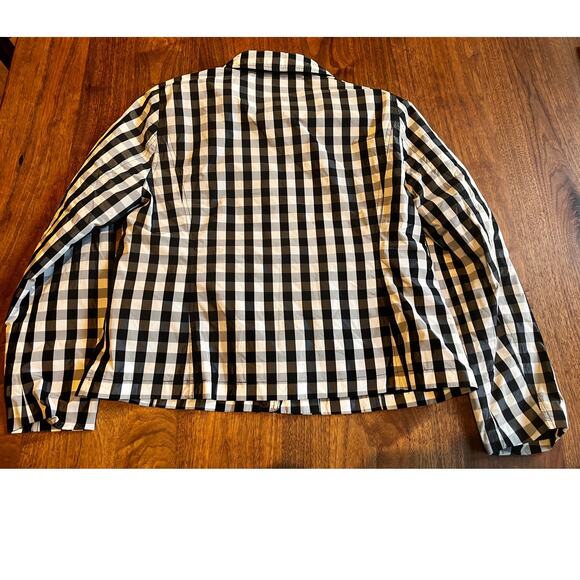 Lauren Ralph Lauren Gingham Check Jacket XL Zip Front Black White Women’s - Picture 2 of 9